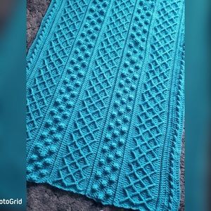 💧Splish Splash Fisherman Style Afghan Hand Crocheted In Turqua